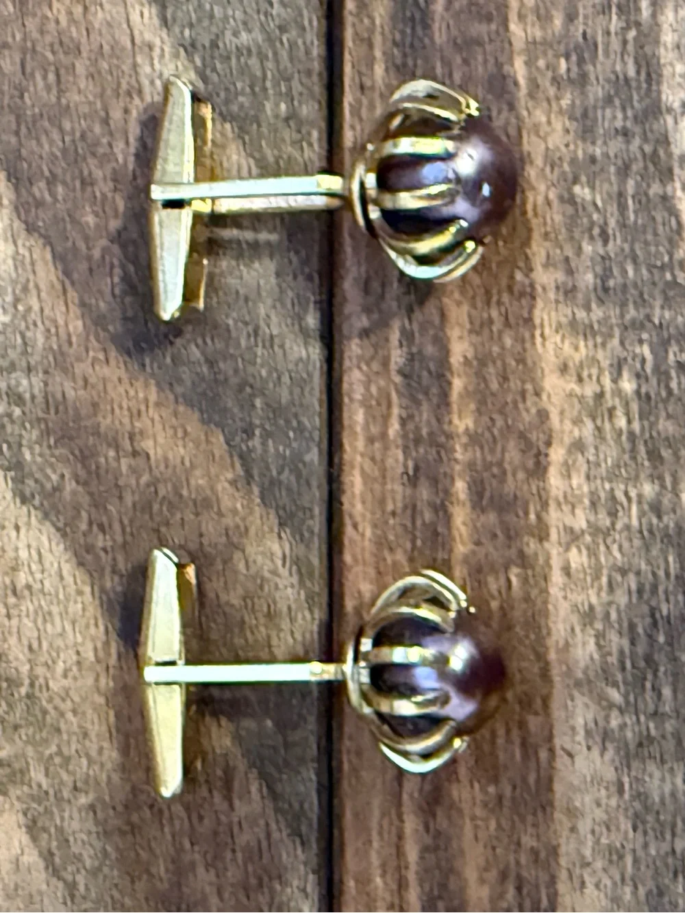 Vintage Purple Cabochon Gold-Tone Cufflinks